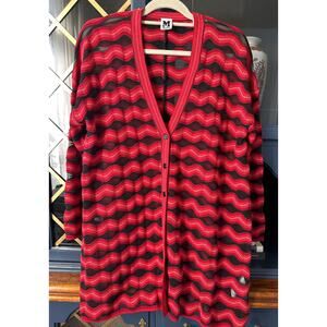 Missoni Red and black mesh Cardigan  Zig Zag Chevron Large Italian